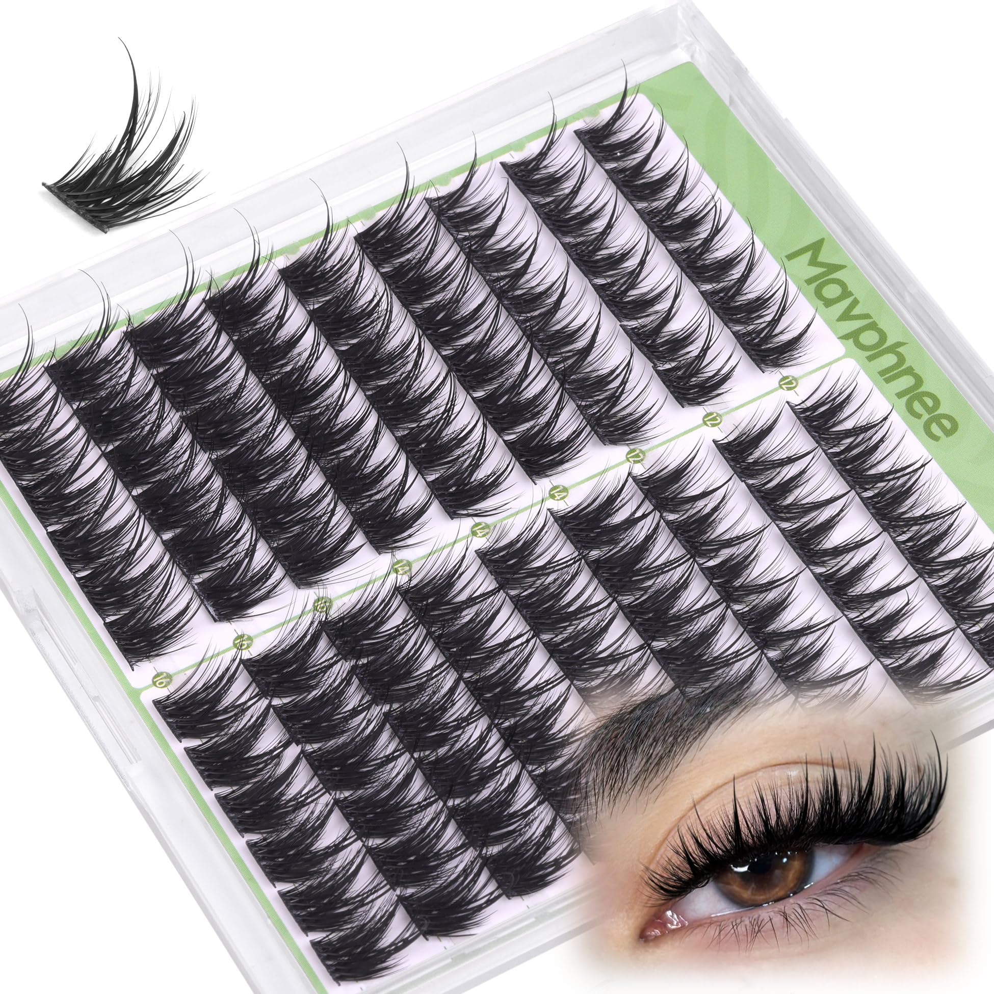 Photo 1 of Cat Eye Lash Clusters Fairy Eyelash Clusters Wispy Wet Cluster Lashes Extensions Spiky Individual Lashes Left & Right Lashes Clusters 108Pcs 12-16MM DIY Lash Pack by Mavphnee