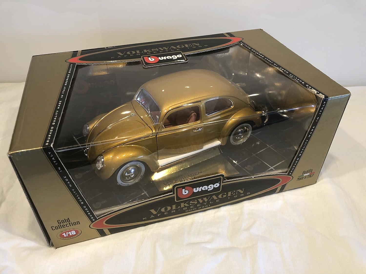 VW KÄFER-BEETLE, GOLD, 1955, Gold Collection, Bburago 3361 1:18, OVP
