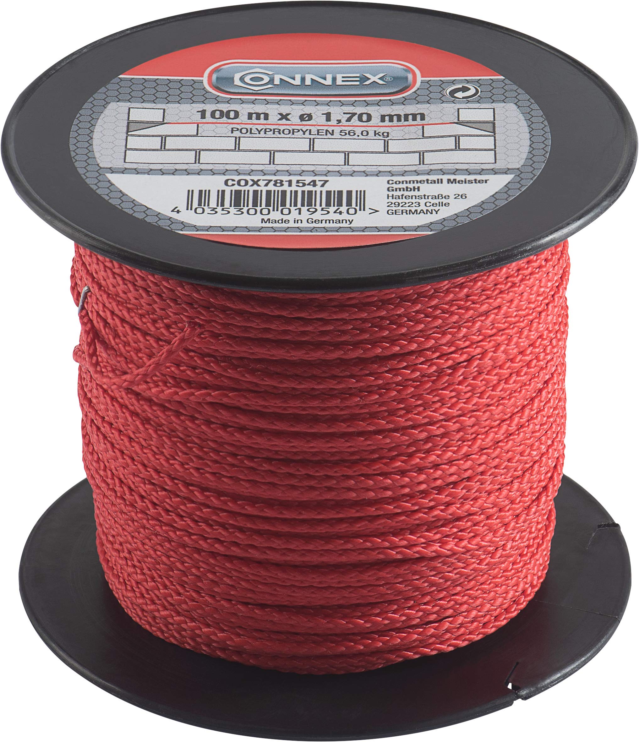 CONNEX COX781547 1.7/ 100m Max 60 kg Masons's Lacing Cord - Red