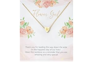 OSNIE Flower Girl A-Z Alphabet Pendant Necklace 14K Gold Plated Tiny Capital Letter Initial Heart Pendant Necklace Wedding Day Thank You for Being My Flower Girls Jewelry Gifts Proposal from Bride
