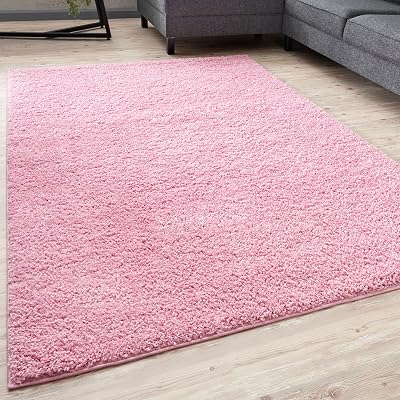 THE RUGS Pink Shaggy Living Room Rug 80x300 cm Soft 30 mm Polypropylene