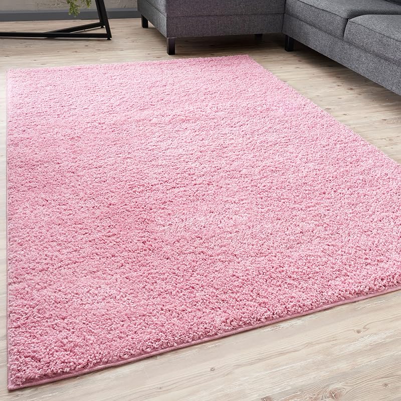 THE RUGS Pink Shaggy Living Room Rug 180x270 cm Soft 30 mm Thick