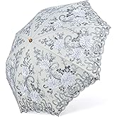 BABEYOND Lace Parasol Ultraviolet-Proof Folding Umbrella UPF50+ Vintage Flower Embroidery Umbrella for Wedding Party and Photo Shooting