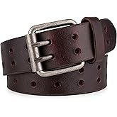 F&L CLASSIC Leather Work Belt, Heavy Duty Double Prong full grain Leather Belts for Men 1 1/2", Mens Casual Belts for Jeans