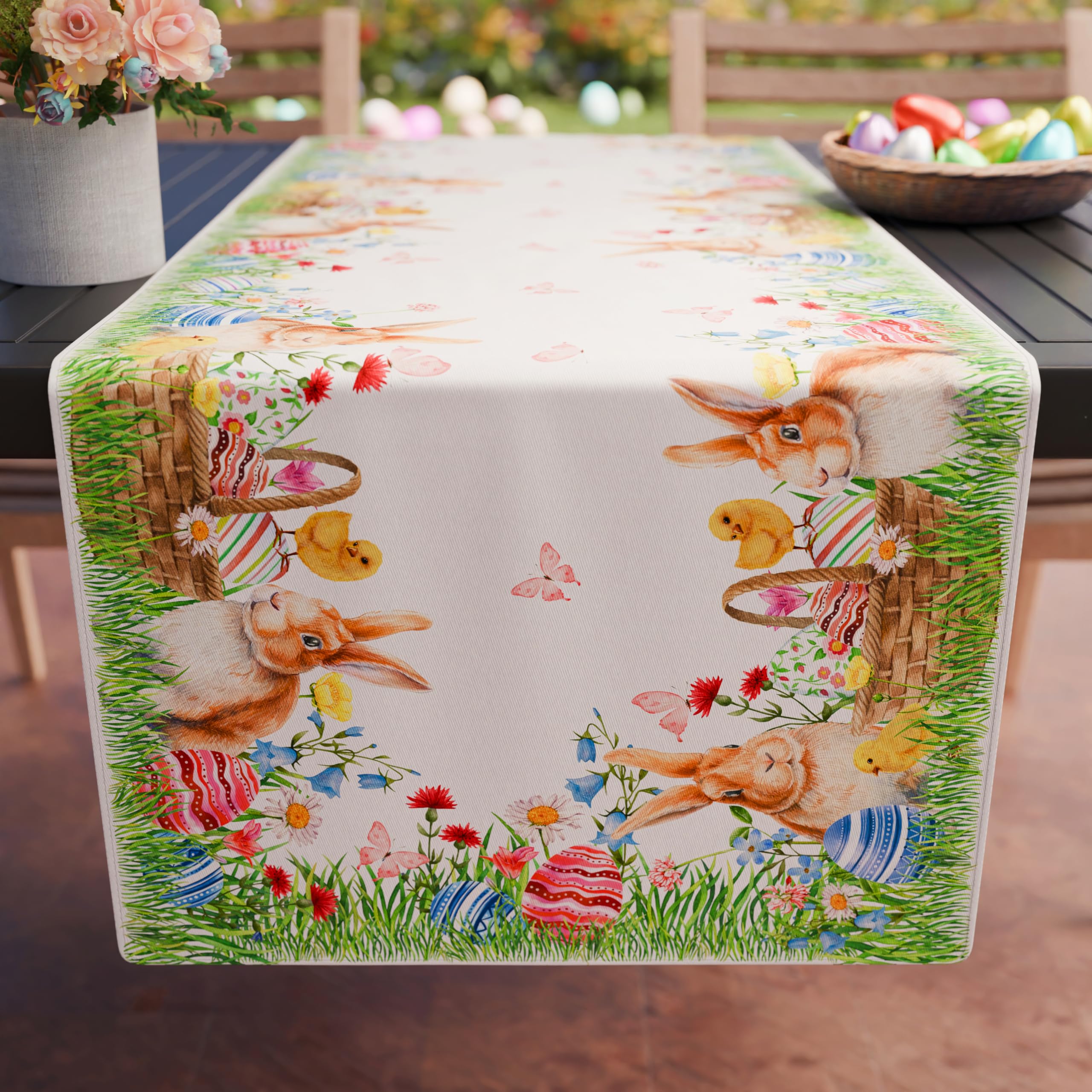 PETTI Artigiani Italiani - Easter Table Runner, Table Runner in Digital Print, 100% Made in Italy | Elegance for the Easter Table