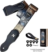 Nefelibata 2.3in Vegan Leather Snakeskin Guitar Strap with Pick Pocket view 6