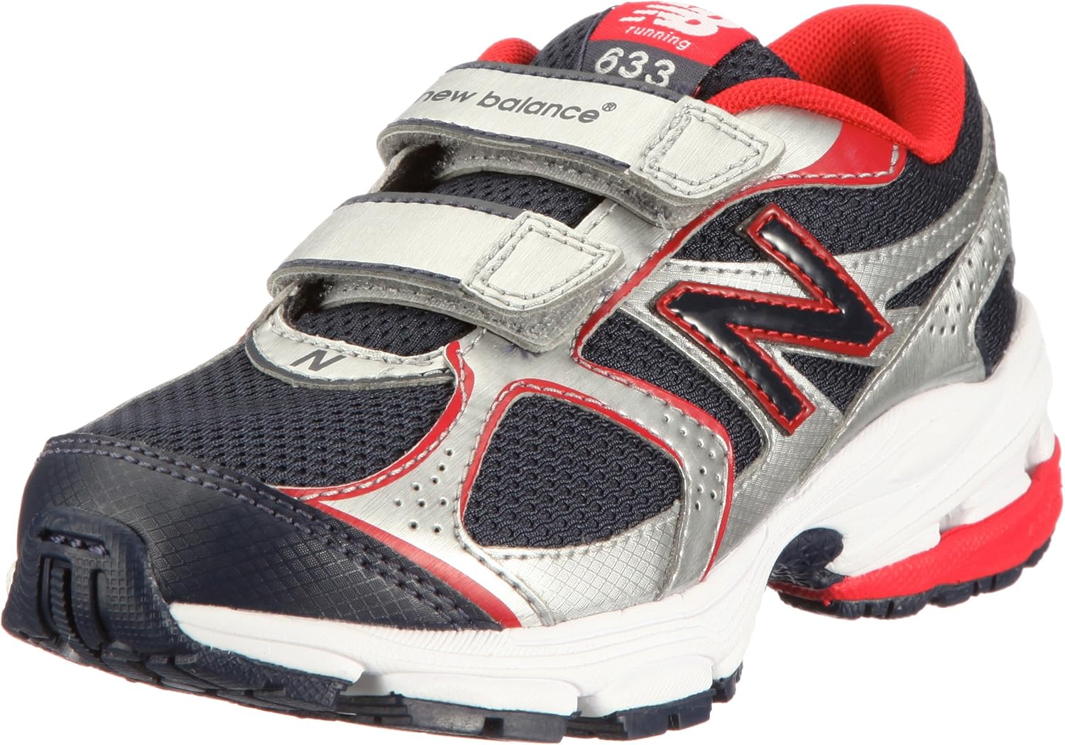 New Balance 633 Velcro Strap, Boys' Running Shoes, Navy/Silver/Red, 13.