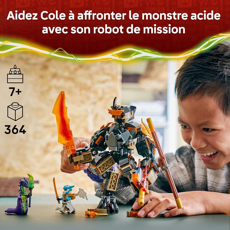 Ninjago La Mission du Robot Cole et du Dragon Zane - Jouet Ninja avec Figurine d'action, 3 Minifigurines & Sabre - Cadeau d'anniversaire pour Garçon dès 7 Ans & Fans 71854 — photo 2 sur 8