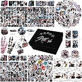 Stray Kids Merch Gift Box Set Including Photocard Holder, 3 Styles 165 Postcards, 200 Stickers, 8 Transparent Cards, 2 Keychain, 2 Lanyards, 2 Badges and Phone Ring Holder for Fans Women