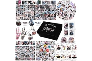 Stray Kids Merch Gift Box Set Including 3 Styles 165 Postcards, 200 Stickers, 8 Transparent Cards, 2 Keychain, 2 Lanyards, 2 