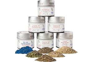GUSTUS VITAE Luxury Gourmet Seasonings, Spices & Infused Sea Salts Collection - Non GMO - 6 Magnetic Tins - All Natural - Sustainably Sourced - Artisanal Spice Blends - Crafted in Small Batches