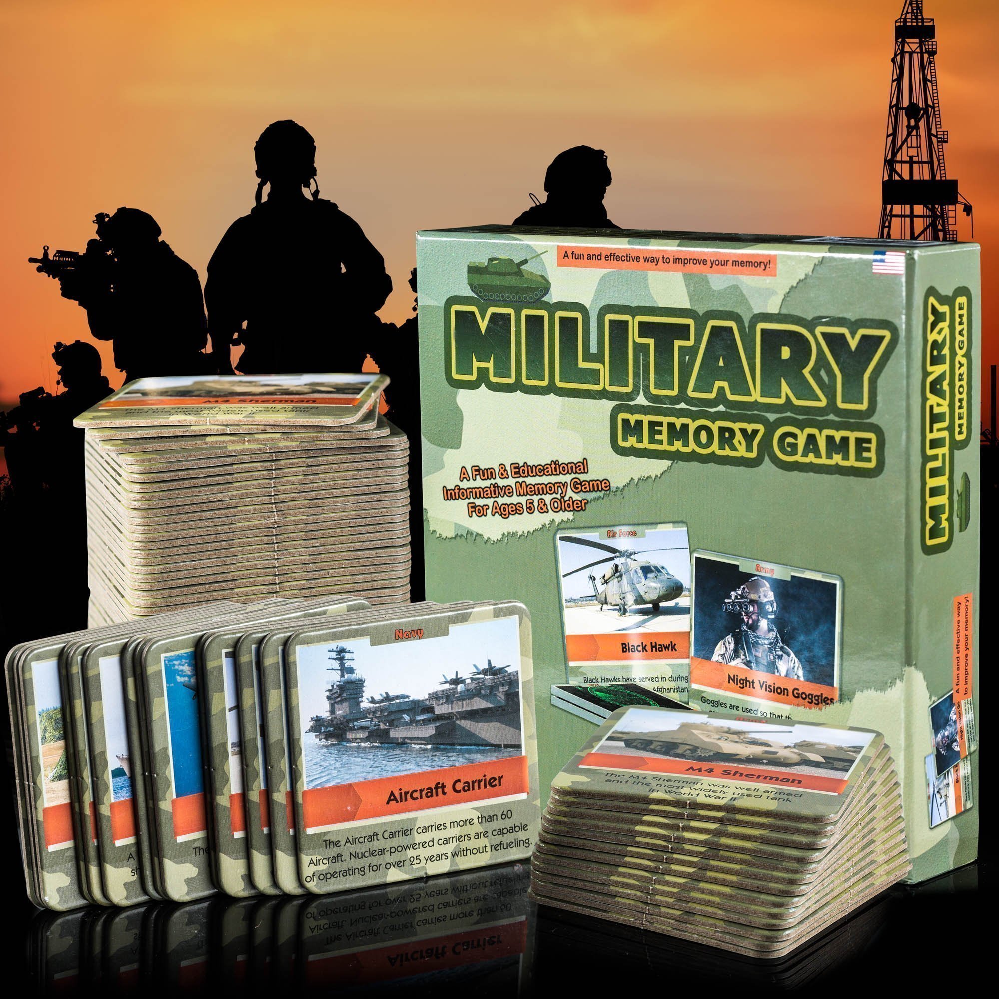 Educational Patriot Military Memory Card Game Great for Kids with