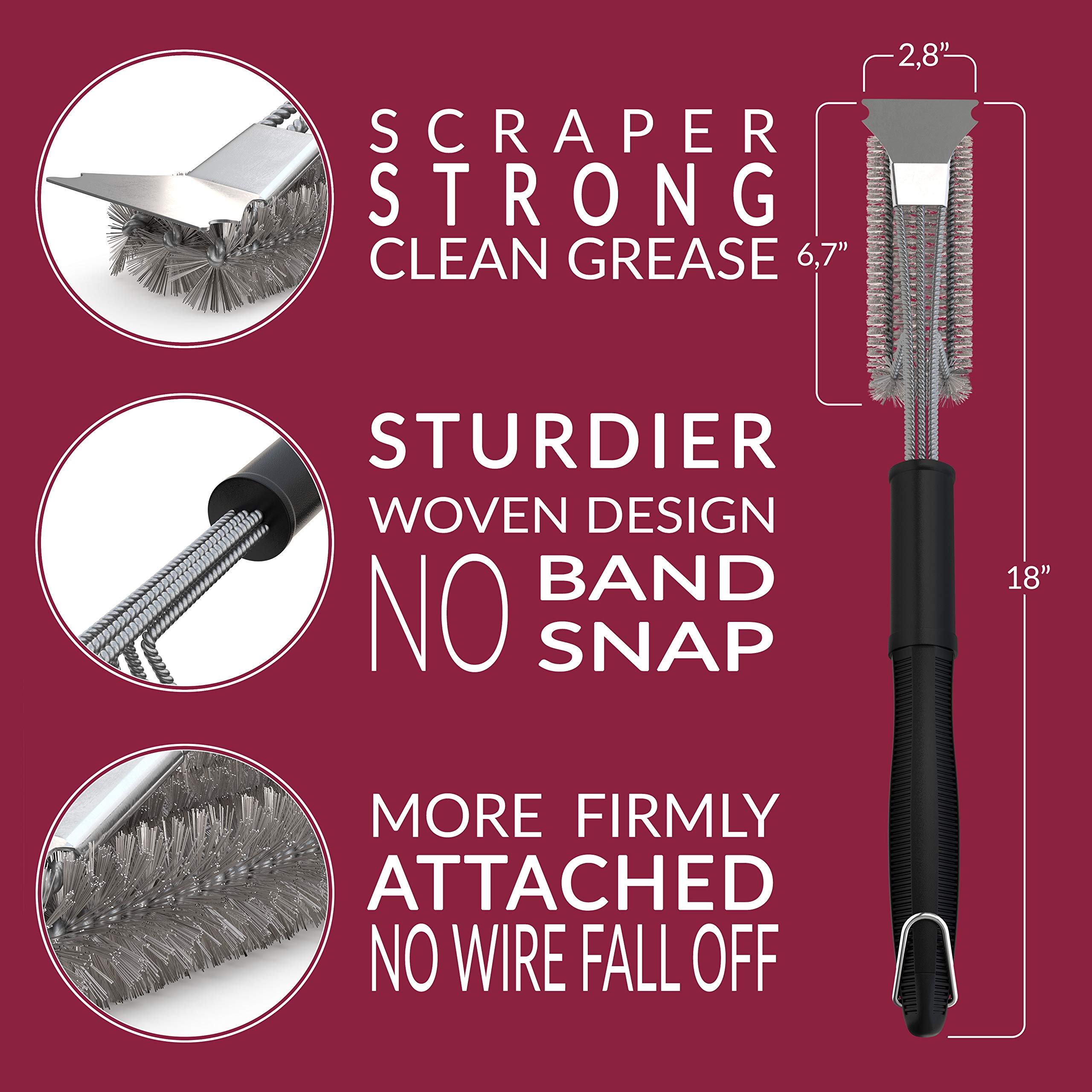 Grill Brush  and  Scraper - BBQ Tools  and  Grilling Accessories - Barbeque, Flat Top  and  Griddle Cleaner