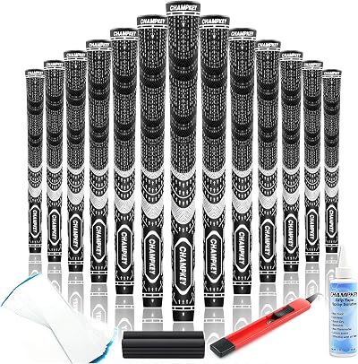 CHAMPKEY Premium Hybrid Golf Grips 13 Pack All Weather Brushed Cotton