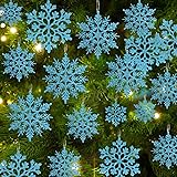 36pcs Christmas Light Blue Snowflake Ornaments