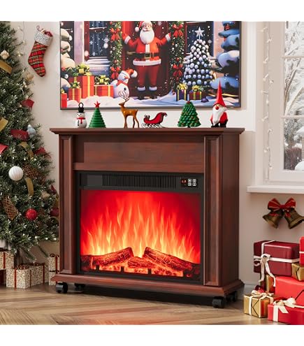 Amazon.com: Freestanding Electric Fireplace Wood Fireplace Living