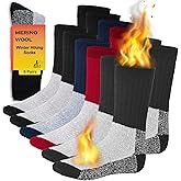 Merino Wool Thermal Socks Men and Women - Warm Hiking Socks Hunting Skiing Outdoor Winter Sports Crew Socks 6 Pairs