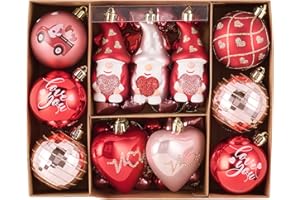 Valery Madelyn Pink Christmas Ornaments Set for Valentines Day Tree Decorations, 40ct Pink Red and Gold Shatterproof Christma