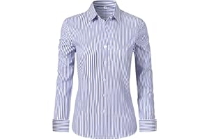 ruisin V Neck Blouse for Women Long Sleeve Button Down Shirt Striped Tunic Tops