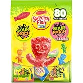 SOUR PATCH KIDS &amp; SWEDISH FISH Mini Soft &amp; Chewy Candy Variety Pack, 80 ct | Bulk Gummy Candy, Treat Size Snack Packs, Individually Wrapped