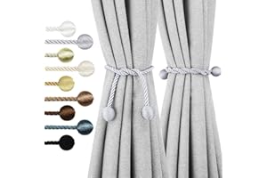 Nieffeiy Curtain Tiebacks Outdoor Elegant Decorative Tie Backs Modern Rope Tiebacks for Drapes Window Curtain Holdbacks for Draperies (Grey, 4)