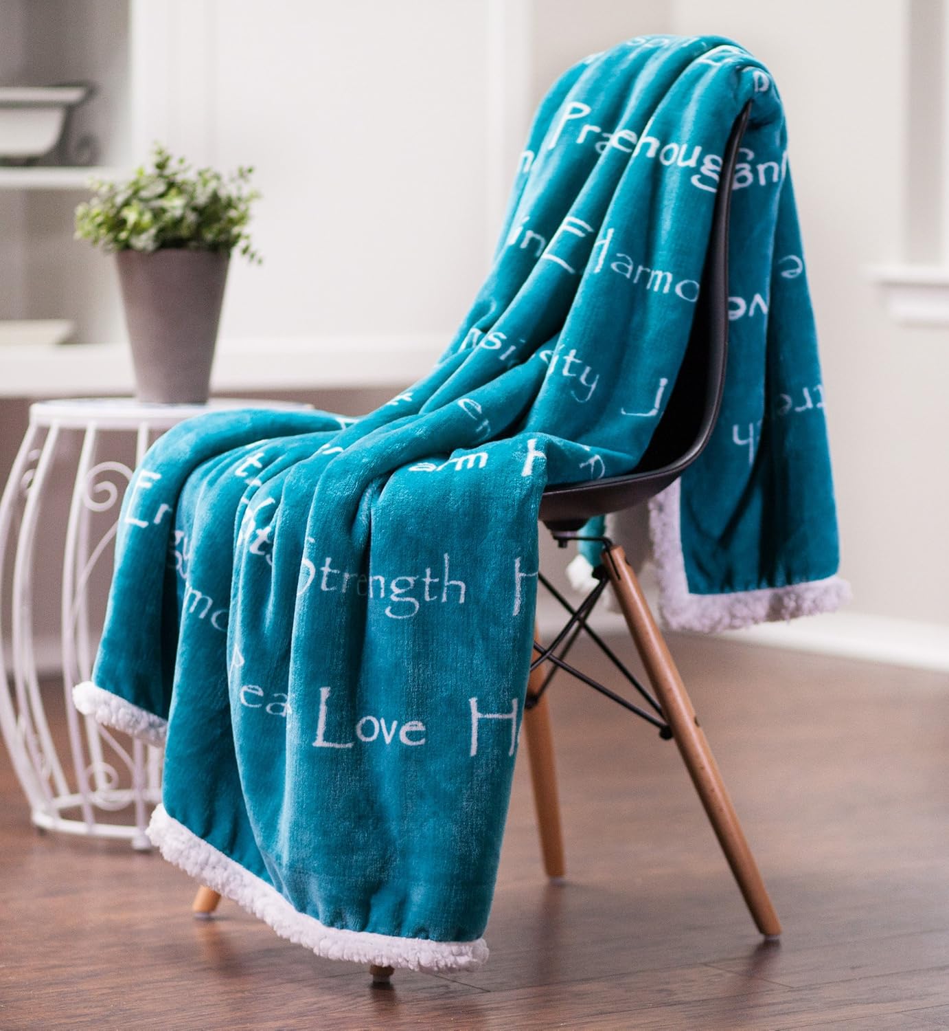 Chanasya Warm Hugs Positive Energy Healing Thoughts Caring Gift Throw Blanket - Sherpa Microfiber Comfort Gift Throw - Get Well Soon Gift for Women Men Cancer Patient - Teal Blanket: Home & Kitchen