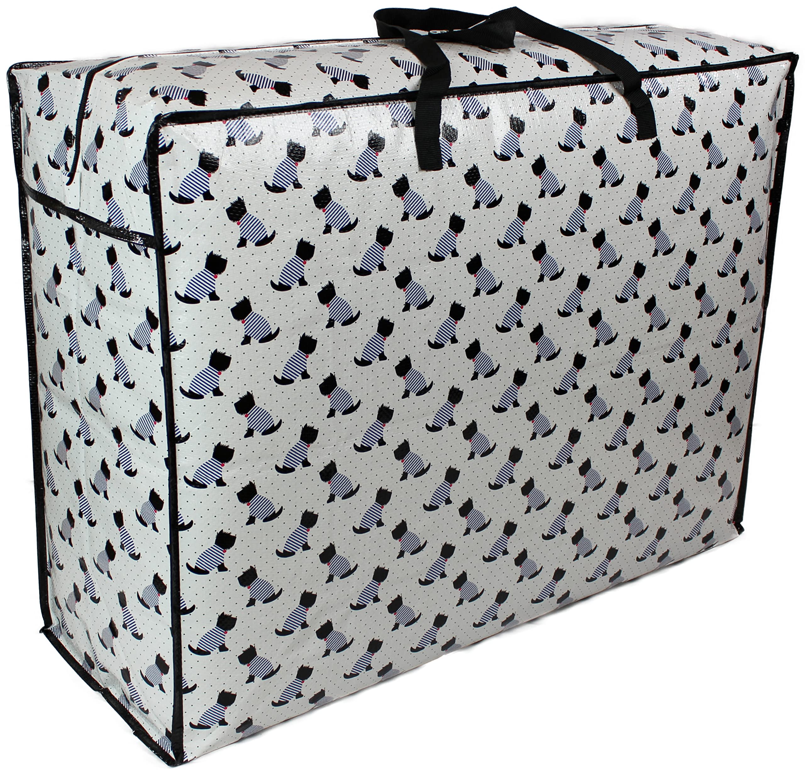 Storage Bags Water & Dust Resistant. Double zipped storage bags for toys, laundry, bedding. Underbed Wardrobe Space Saver Scotty Scottie dogs print (115 ltr)