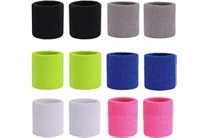 HPWFHPLF Sports Wristband, 12 Pack Cotton Sweatbands for Men & Women, Absorbent Elastic Wrist Bands for Basketball, Tennis, R