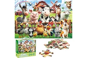 BenBen Floor Puzzles for Kids, 48 Piece 2 x 3 feet Farm Animals Puzzles for Kids Ages 4-6, Large Jigsaw Puzzles for Toddlers, Birthday Gift for Girls Boys