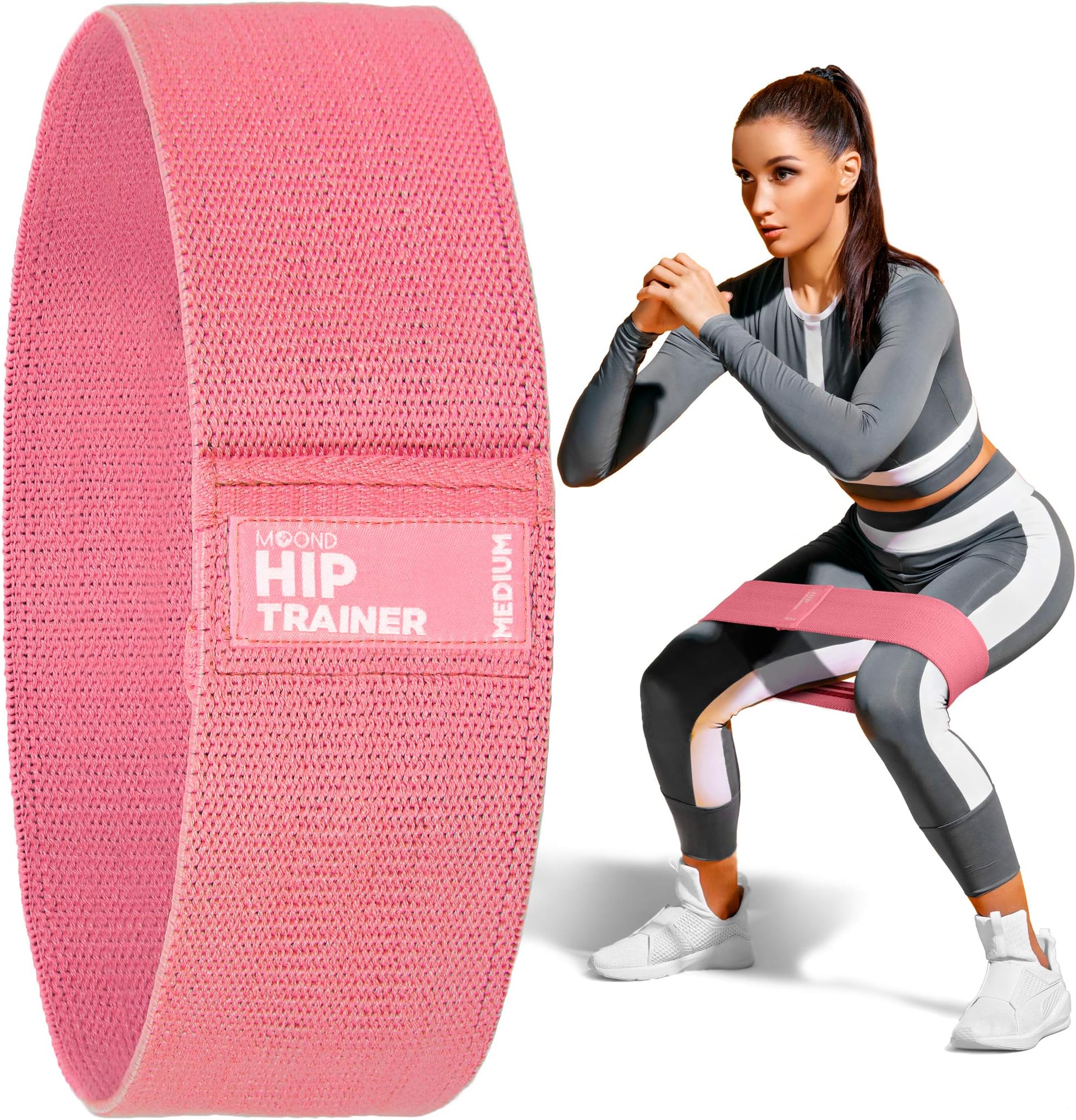MOOND Non Slip Fabric Resistance Bands for Legs and Butt - Pink