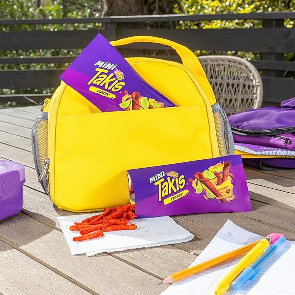 TAKIS FUEGO MINI 25 PC / 1.23 OZ BITE SIZE MULTIPACK, HOT CHILI PEPPER & LIME FLAVORED EXTREME SPICY ROLLED TORTILLA CHIPS