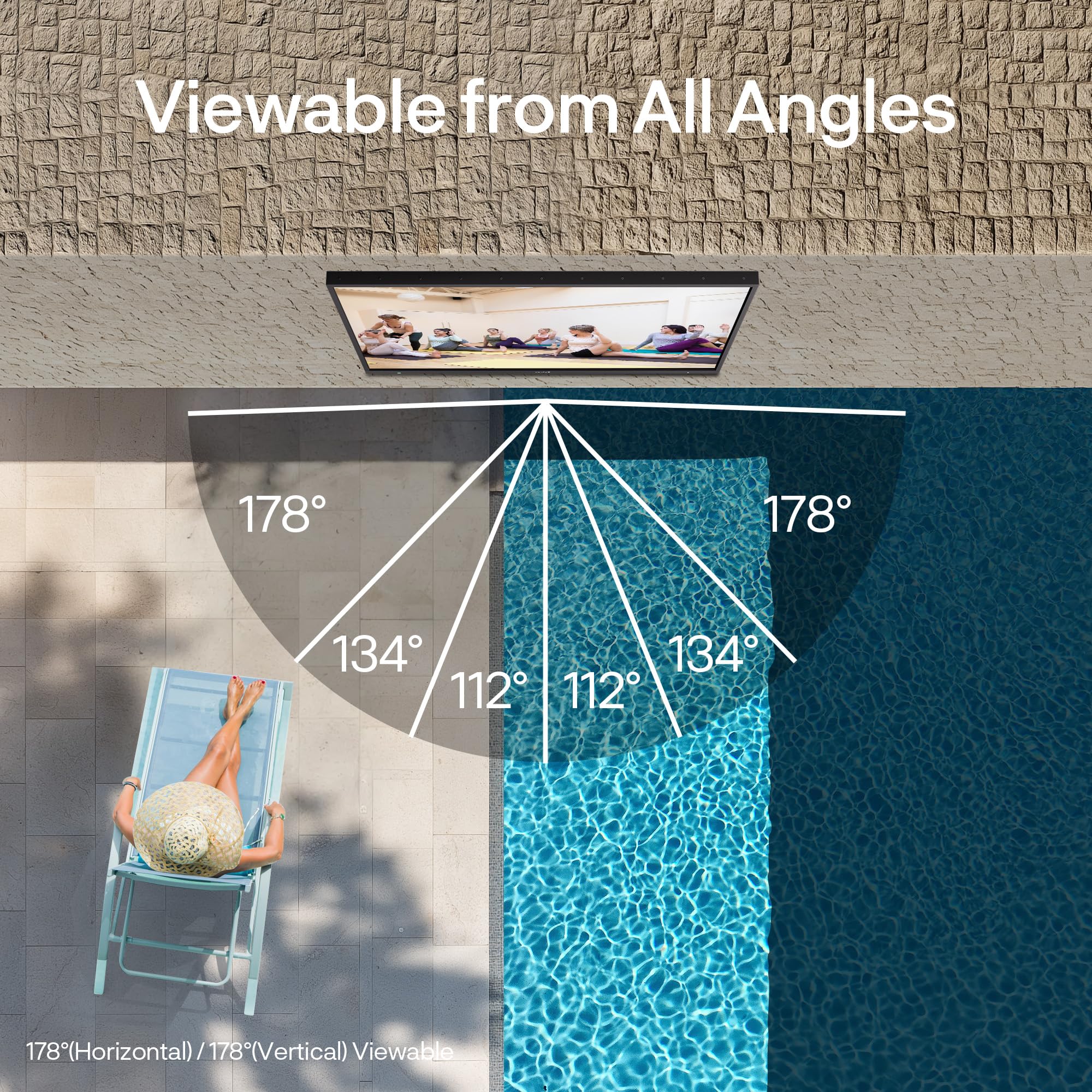 SYLVOX New 55” Outdoor Smart QLED TV, Superior Waterproof Performance, Upgraded Matte Finish for Enhanced Anti-Glare Effect, Full Metal, with Dolby Atoms, 2000nits, Full Sun Pool Pro QLED 2.0+ Series