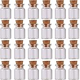 MaxMau 24pcs Mini Glass Bottles with Cork Stoppers 5ml DIY Art Crafts Storage Container,Tiny Glass Vials Cork for Wedding Dec