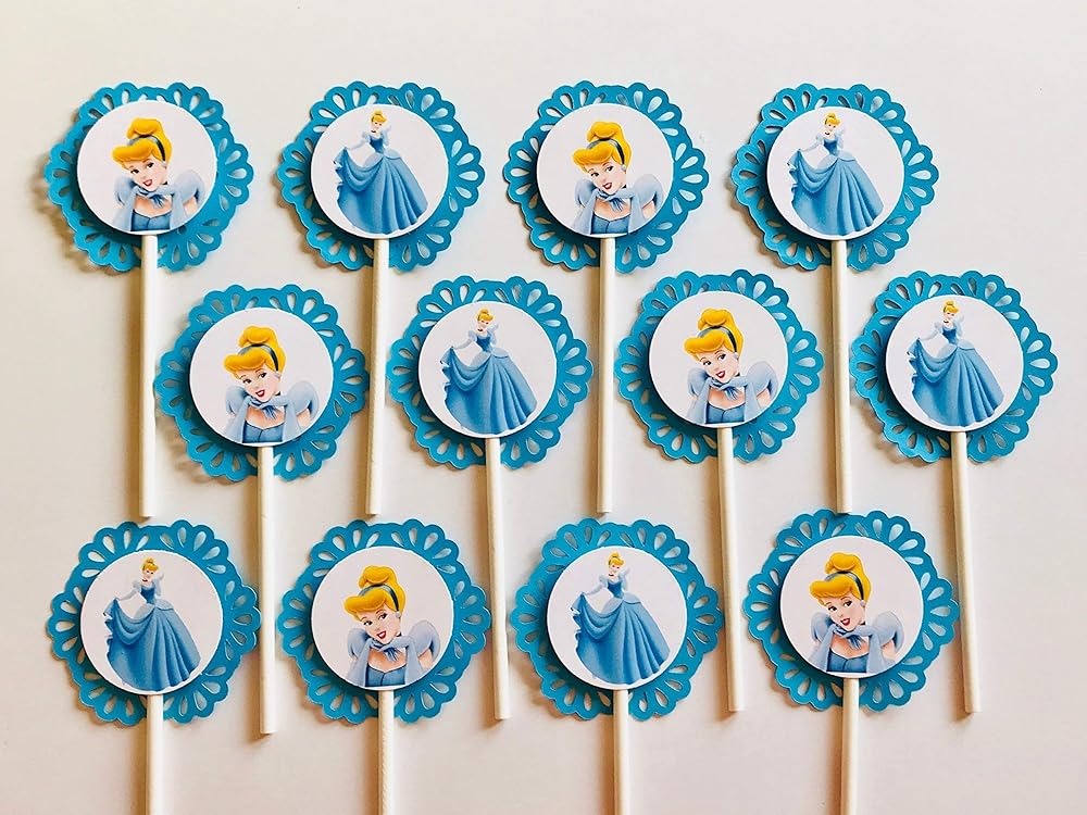 CINDERELLA Cupcake Toppers Party Picks Disney Set of 12 Handmade