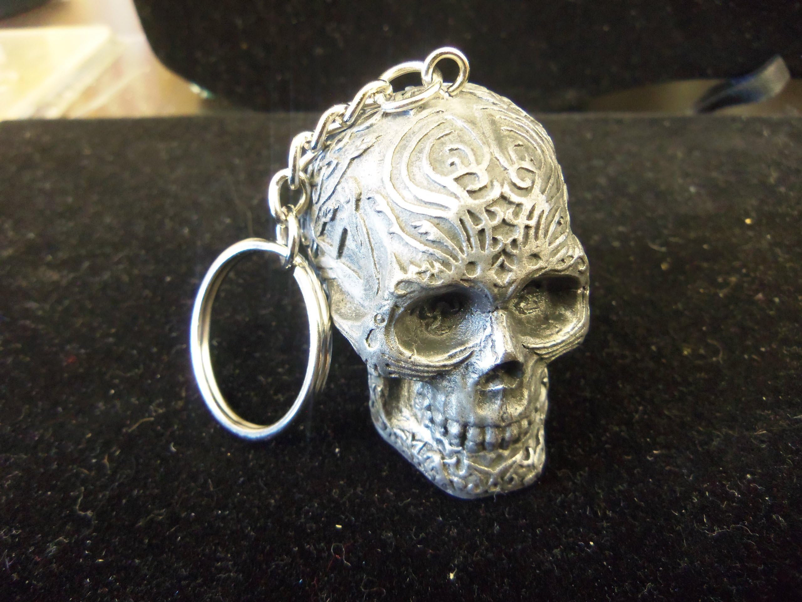 Gray Celtic Tribal Skull Key Chain w/Metal Look Finish by CTS IMPORTS