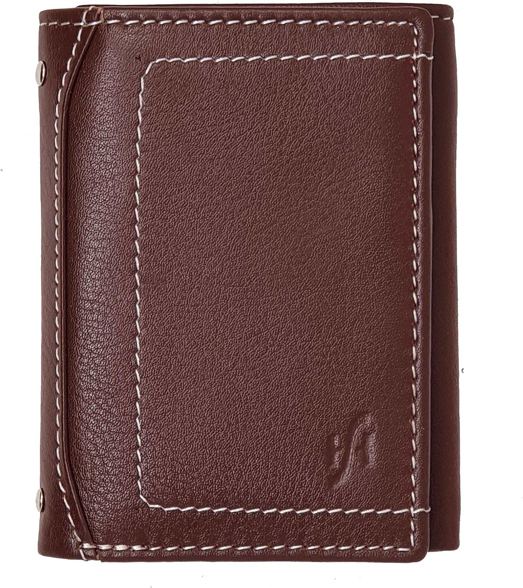 STARHIDEMens Slim Genuine Leather Trifold Wallet with ID Holder Gift Boxed 810 Brown