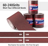 WORKPRO Sandpaper Roll Set 93mm x 5m 4 Grits 60/120/180/240 Aluminum Oxide view 2