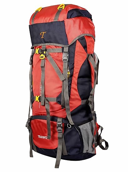 TRAWOC 60L Travel Backpack for Outdoor Sport Camp Hiking Trekking Bag Camping Rucksack HK006 (Orange) 1 Year Warranty