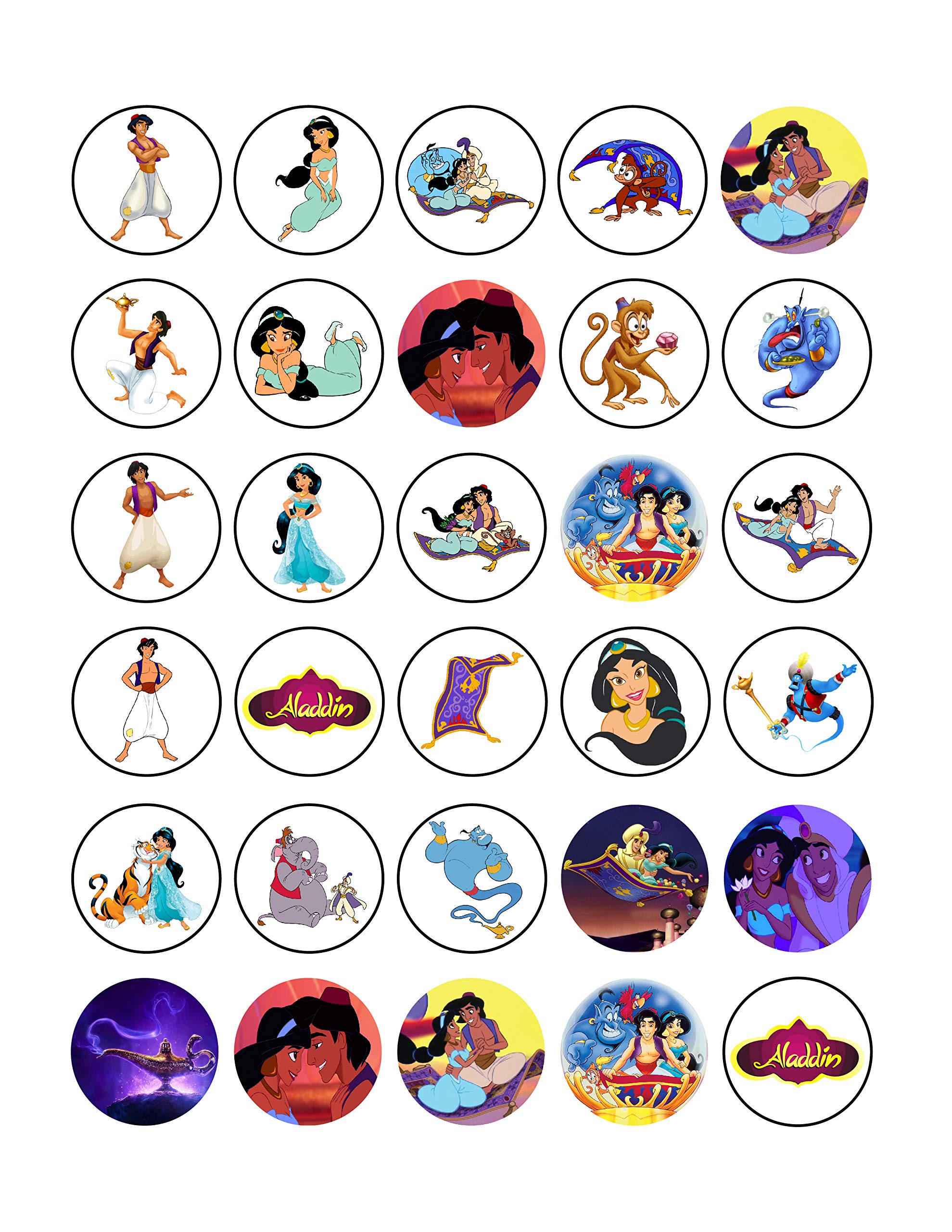 Galleon 30 X Edible Cupcake Toppers Aladdin Party Collection Of