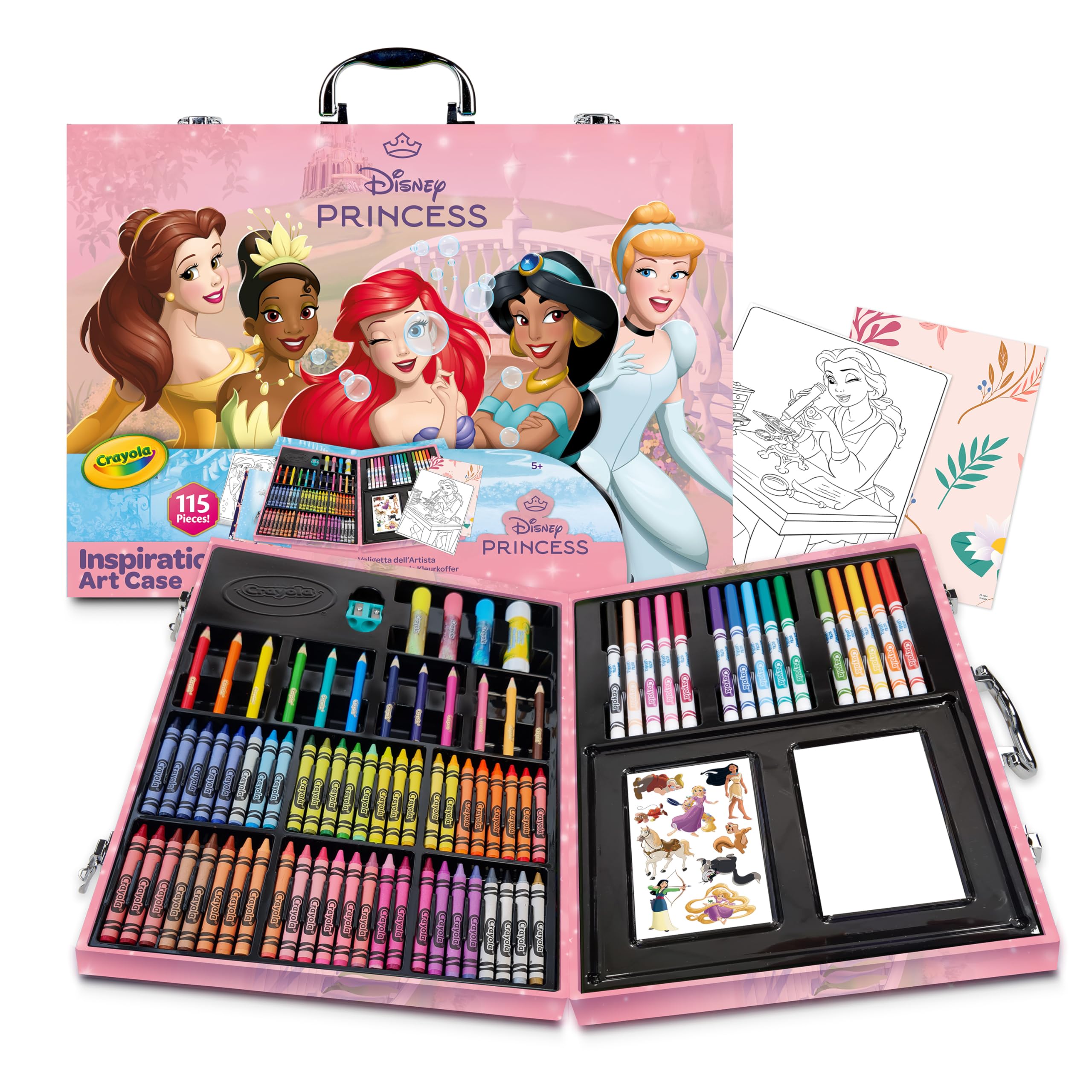 CRAYOLA Disney Princess Inspiration Art Case, 115 Art & Coloring Supplies, Gift for Kids for Age 5+