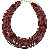 Bocar Multi Layer Chunky Bib Statement Seed Beads Cluster Collar Necklace for Women Gift (NK-10351)