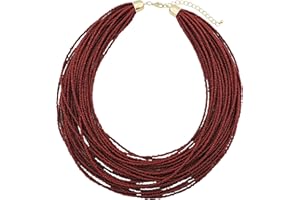 Bocar Multi Layer Chunky Bib Statement Seed Beads Cluster Collar Necklace for Women Gift (NK-10351)