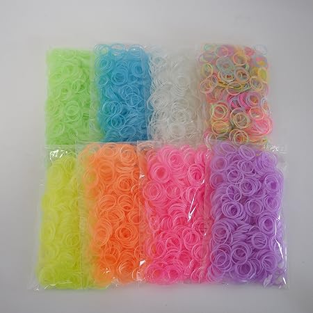 Amazon クリア 夜光 8袋セット 暗い場所でほんのり光る Fun Bands Loom Bands ルームバンド ゴム アクセサリー 11straps オリジナルセット 8種類 約600個 約4800個 ファンルーム レインボールームにも メイキングトイ おもちゃ