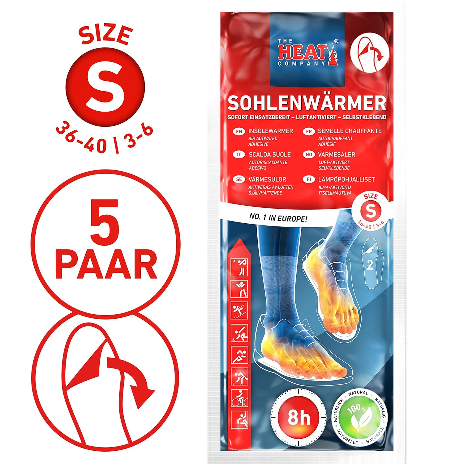 The HEAT Company Plantillas calentadoras autoadhesivas horas de duración de calor talla