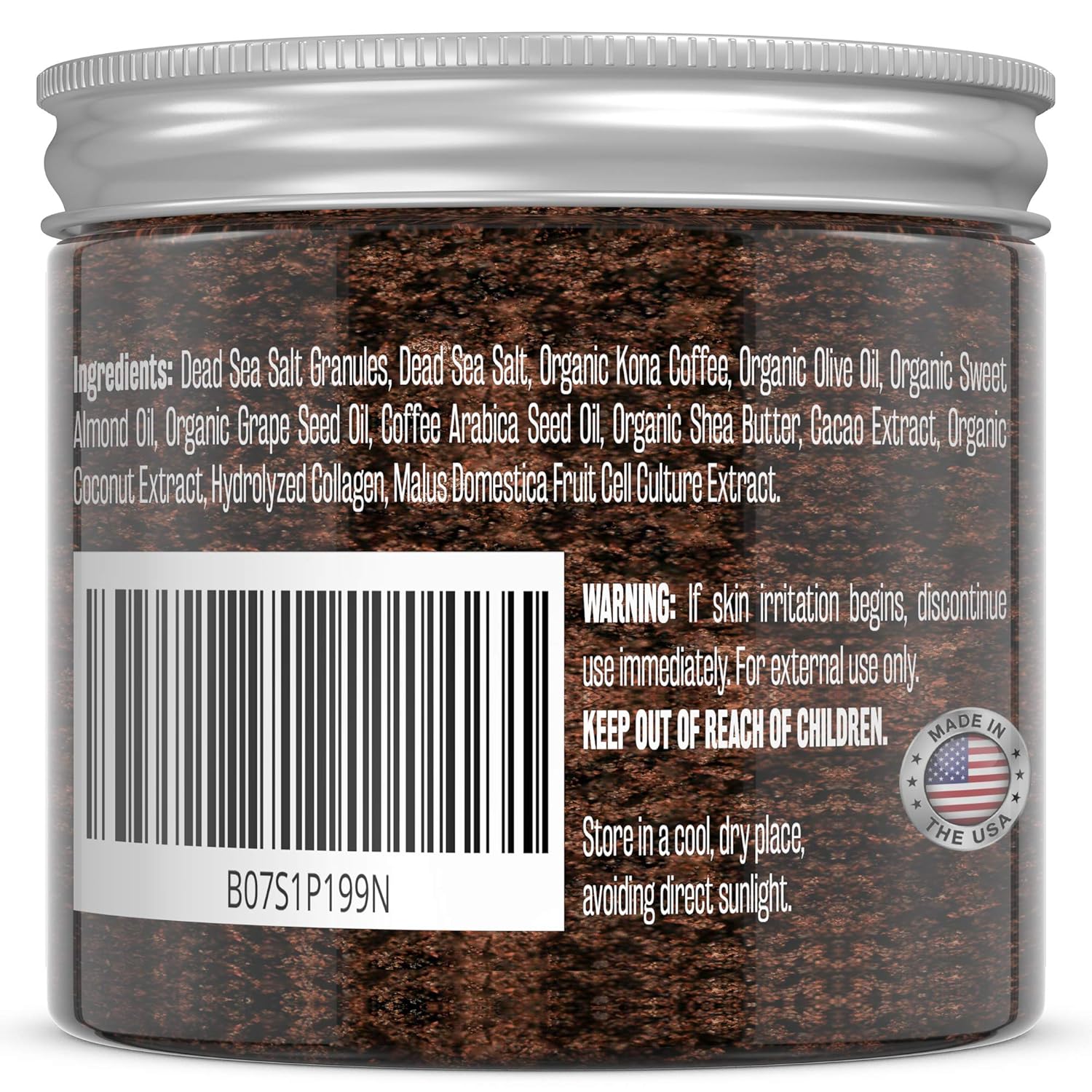 M3 Naturals Arabica Coffee Scrub Infused with Collagen and Stem Cell - Natural Body and Face Scrub for Acne, Cellulite, Stretch Marks, Spider Veins, Scars - Skin Care Exfoliator 12 oz : Beauty