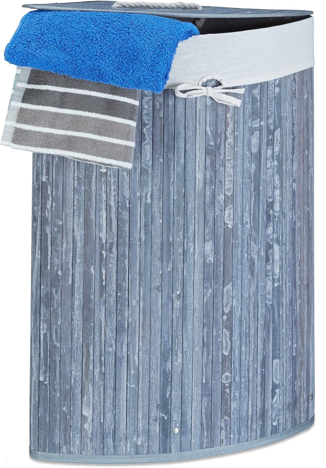 Relaxdays Cesto Ropa Sucia Esquinero, Cubo Colada Plegable con Tapa