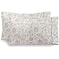 Elegant Comfort Ultra Soft Set of 2 Floral Print Pillowcases - 1500 Premium Hotel Quality Microfiber, Soft and Smooth Envelope Closure 2-Piece Pillow Covers - Standard/Queen, Paisley Taupe