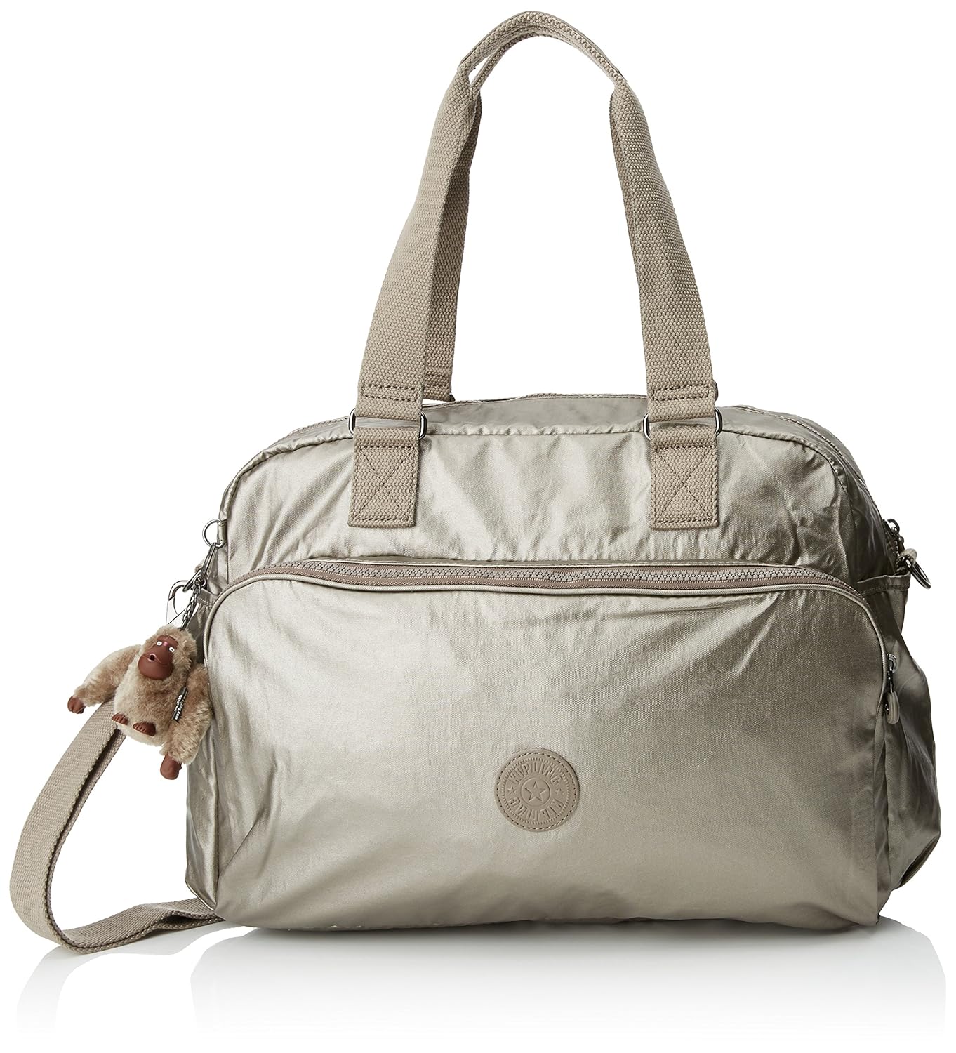 kipling travel tote - july bag metallic pewter,f