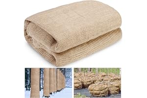 warmfarm Natural Burlap Plant Covers Freeze Protection,Burlap Winter Frost Plant Blankets for Trees and Shrubs Winter Protection (45 INx15 FT)