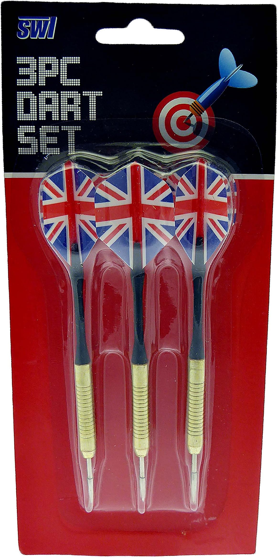3 X DART SET FLIGHTS SHAFTS STEEL TIPS BRASS UNION JACK BRITISH 3PC